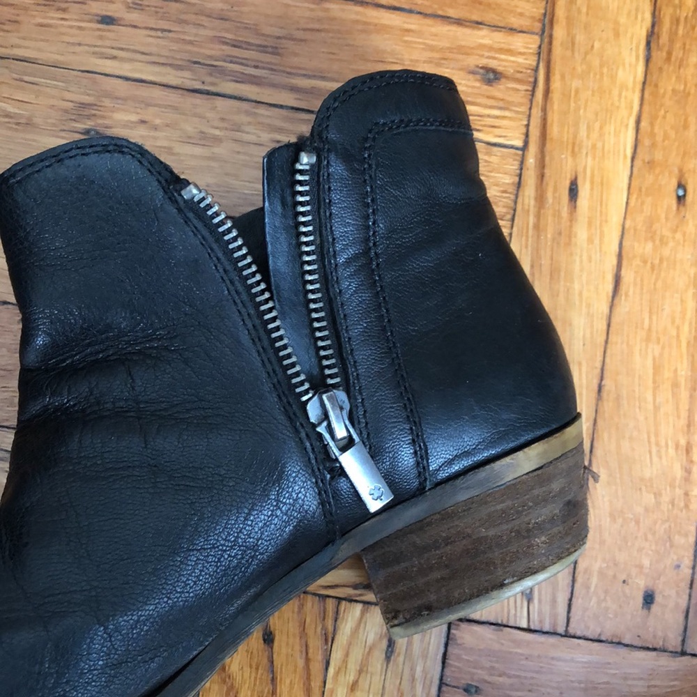 Leather booties, Lucky brand, black, short heel
